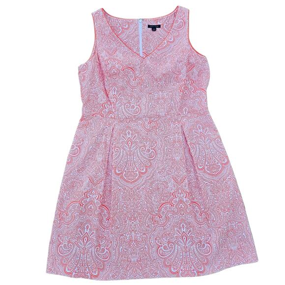 Paisley Print Dress Tommy Hilfiger Stretch Orange White Sleeveless Plus Size 16 - Picture 7 of 7